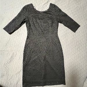 Laundry by Shelli Segal Black Lace Dress Sheath Cocktail Wedding Guest Size 10